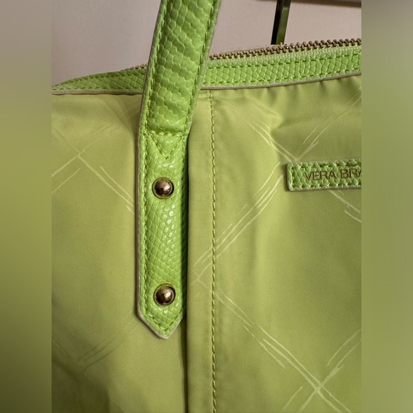 Vera Bradley Lime Green poly satchel crossbody purse Bundle with Vera Blouse - Picture 4 of 14